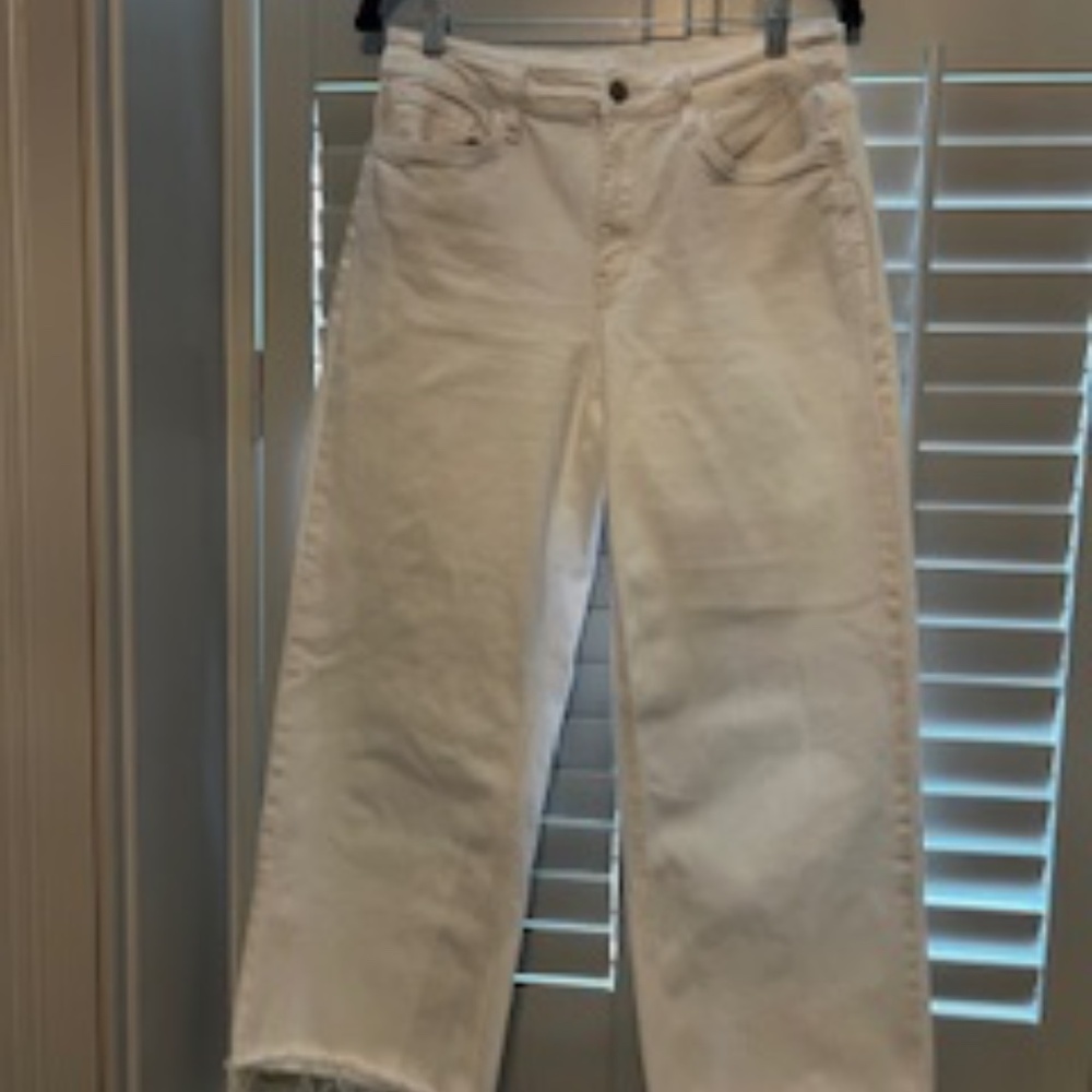 Vervet Out of Office High Rise White Cropped Wide Leg Jeans